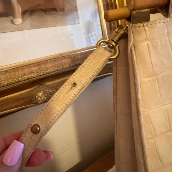 Brahmin Cecelia Croc-Embossed Bag with Bamboo Handles - Picture 6 of 16